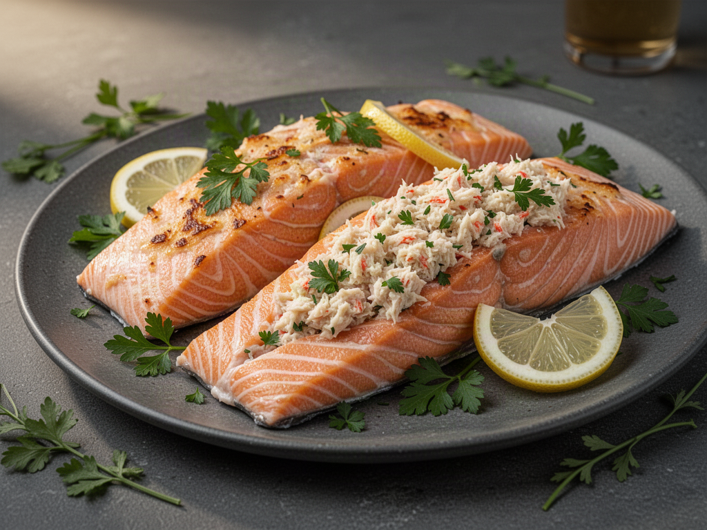 Illustration of Crab-Stuffed Salmon